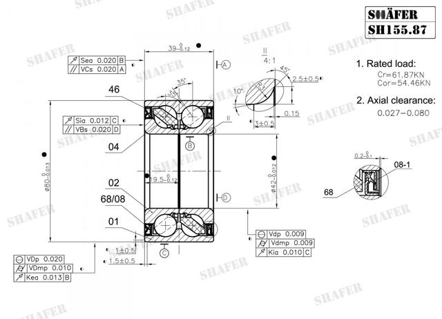 SH15587 Shafer Rolamento de cubo dianteiro