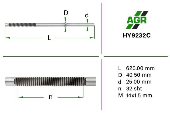 Вал (шток) рулевой рейки HY9232C AGR