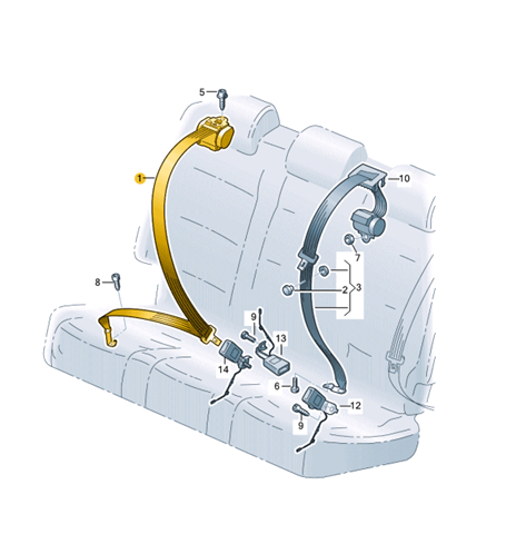 Ремень безопасности задний правый VAG 5NN857806RAA цена, от 6.33 USD