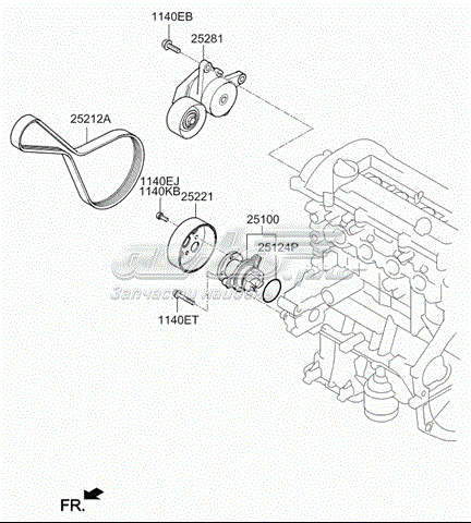 Reguladora de tensão da correia do mecanismo de distribuição de gás para Hyundai I20 (GB)