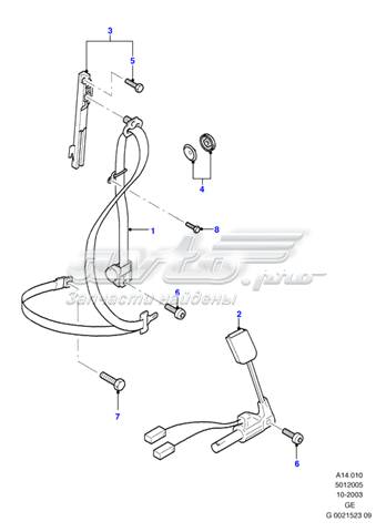 Ремень безопасности передний правый 1222898 Ford