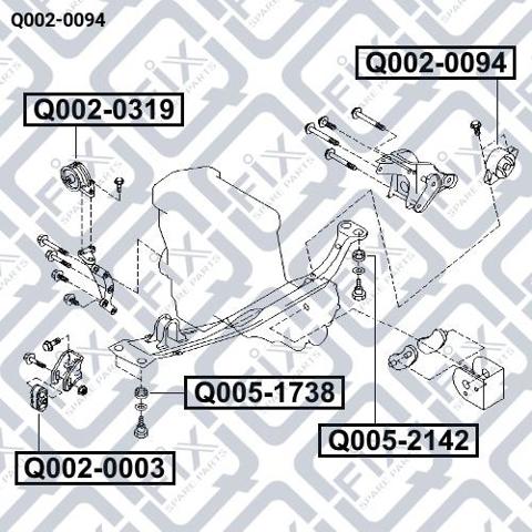 Задняя опора двигателя Q-fix Q0020094 цена, от 13.80 USD