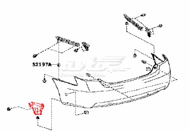 6164833040 Toyota consola esquerda do pára-choque traseiro