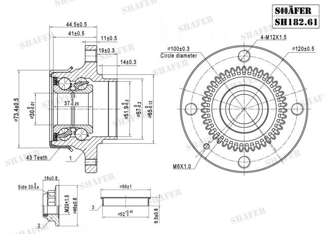 SH182.61K Shafer cubo traseiro