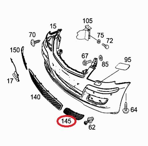 Купить A6398850253 Mercedes Решетка бампера переднего левая