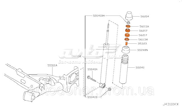 Втулка амортизатора заднего NISSAN 562173NL0A