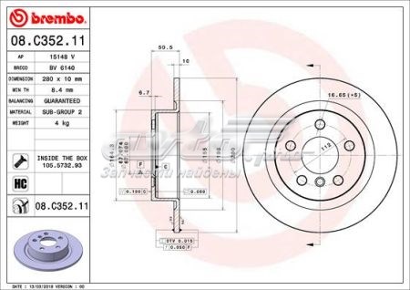 08.C352.11 Brembo disco do freio traseiro