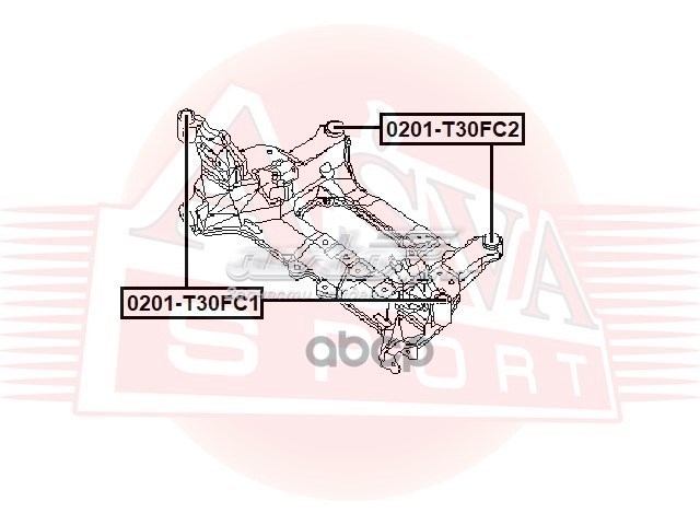 Сайлентблок (подушка) передней балки (подрамника) ASVA 0201T30FC2