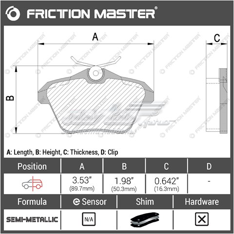 Задние дисковые колодки Friction Master MKD1477