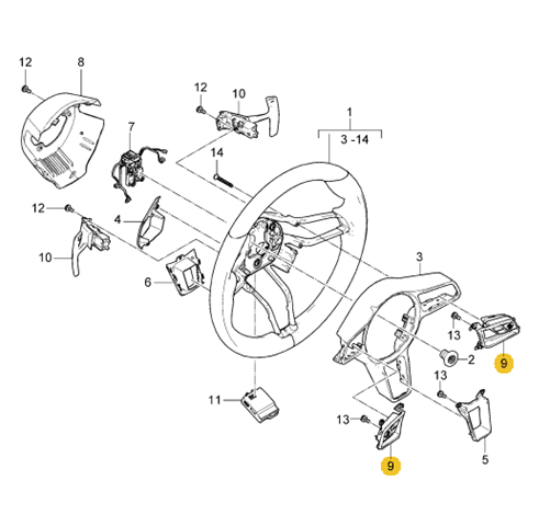 Блок кнопочных переключателей рулевого колеса 95B998537 Porsche