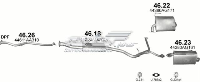 Silenciador, parte central para Subaru Forester (S12, SH)