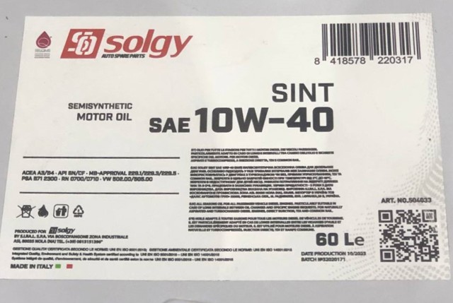 Масло автомобильное Solgy 504033 цена, от 357.32 USD