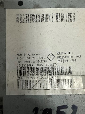 Магнитола (радио AM/FM) Renault (RVI) 281151362R цена, от 38.30 USD