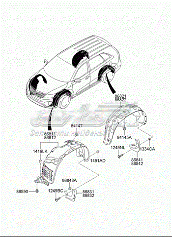 868202P500 Hyundai/Kia Подкрыльник переднего крыла, правый