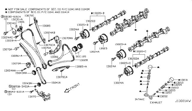 Успокоитель цепи ГРМ, внутренний левый 130911CA1B Nissan/Infiniti