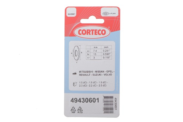 49430601 Corteco Кольцо форсунки инжектора посадочное