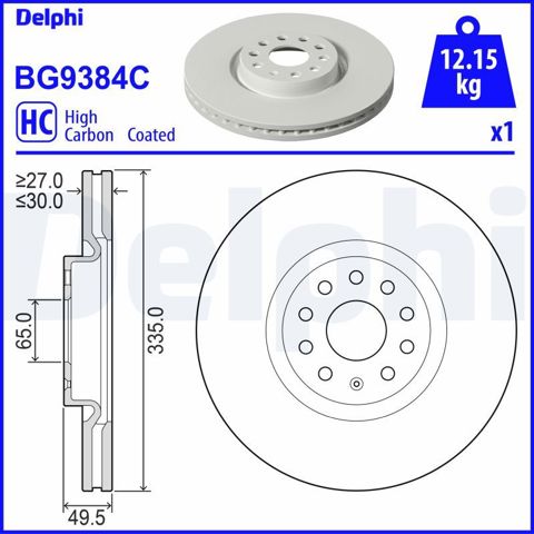 Передние тормозные диски BG9384C Delphi