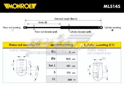 Амортизатор двері п'ятої 20150283 PROFIT