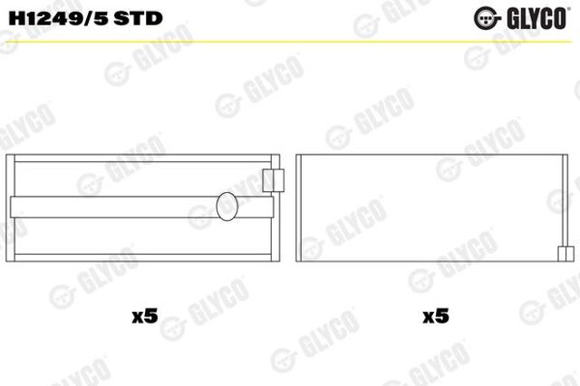 Вкладыши коленвала коренные, комплект, стандарт (STD) H12495STD Glyco