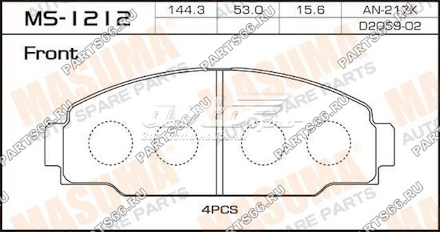 Колодки тормозные передние дисковые MASUMA MS1212