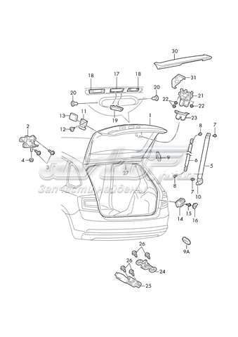 Porta traseira (3ª/5ª porta-malas (tampa de alcapão) para Skoda Octavia (A7, 5E5)