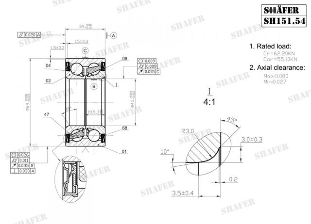 Подшипники задней ступицы Shafer SH15154 цена, от 14.09 USD