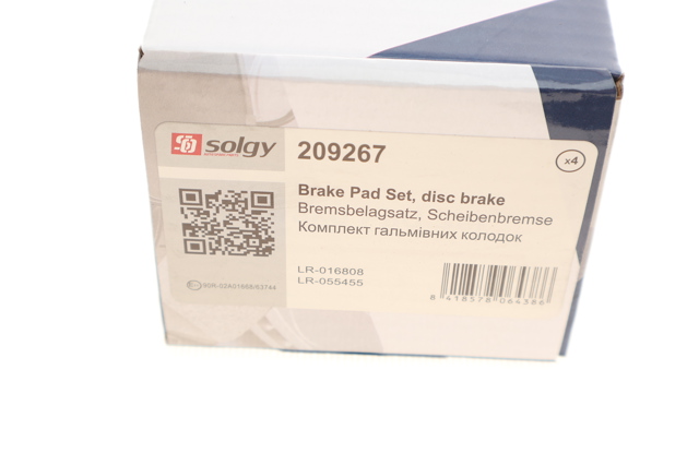 209267 Solgy Колодки тормозные дисковые комплект
