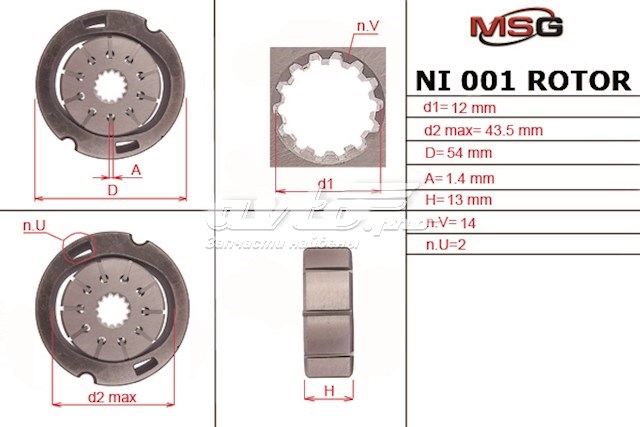 Rotor de bomba da Direção hidrâulica assistida para Nissan Murano (Z50)