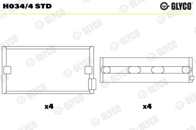 Вкладыши коленвала коренные, стандарт (STD) Glyco H0344STD цена, от 75.16 USD