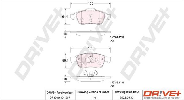 Передние тормозные колодки DP1010101087 Drive