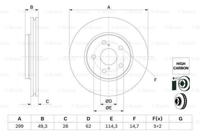 Гальмо дискове переднє 0986479F49 BOSCH