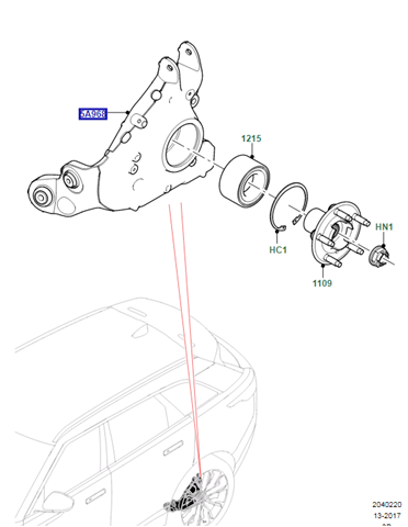 Цапфа - поворотный кулак задний, левый Land Rover LR090543 цена, от 166.48 USD