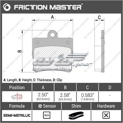 Задние дисковые колодки Friction Master MKD739