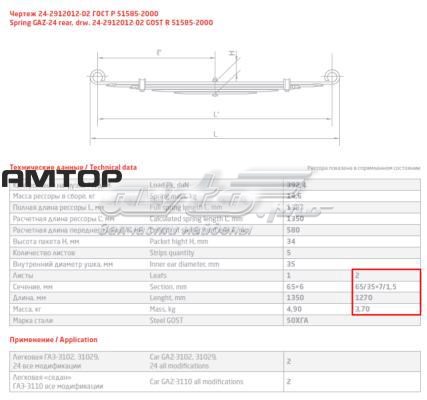 Рессора (задняя) Газ Волга 