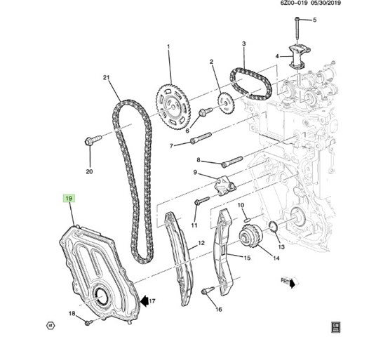 55516790 General Motors Сальник коленвала двигателя, передний