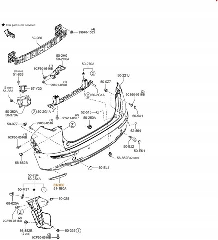 Правый катафот заднего бампера DFR5515L0B Mazda