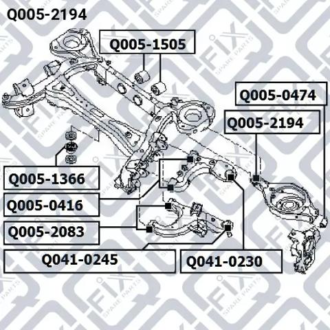 Сайлентблок заднего нижнего рычага Q0052194 Q-fix