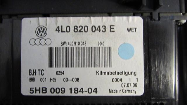 4L0820043E5PR VAG unidade de controlo dos modos de aquecimento/condicionamento