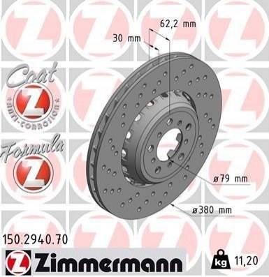 Диск тормозной передний ZIMMERMANN 150294070