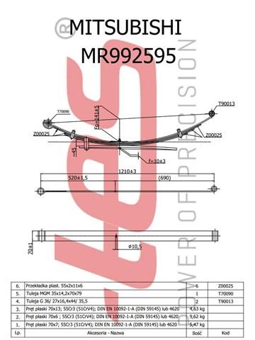 Купить MR5195800019ZT TES Рессоры дополнительные
