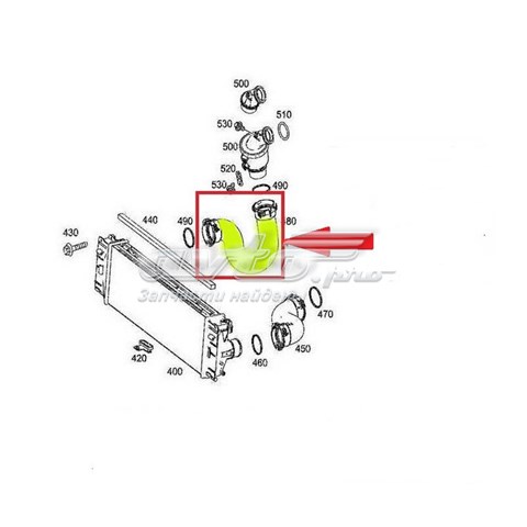 Правый шланг интеркуллера A9065284182 Mercedes