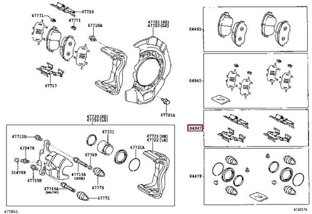 Kit de molas de fixação de sapatas de disco dianteiras para Toyota Sienna 