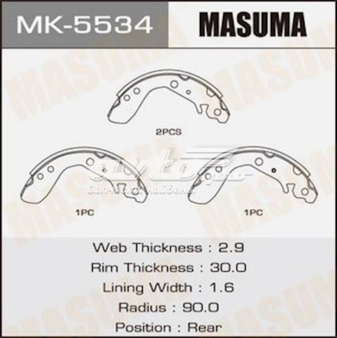 Колодки тормозные задние барабанные Masuma MK5534