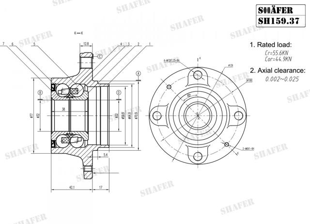 SH15937K Shafer cubo traseiro