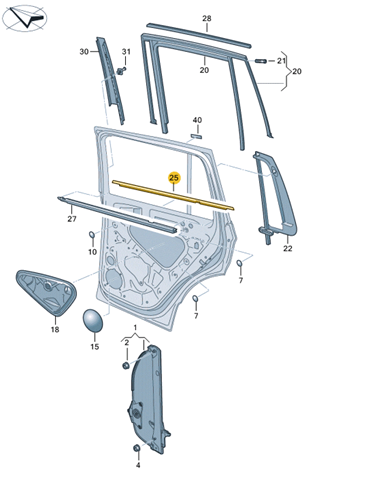 Молдинг опускного стекла двери задней левой VAG 5NN839475AVNH цена, от 19.05 USD