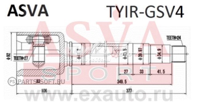 Купить TYIRGSV4 Asva Шарнир угловых скоростей передний правый