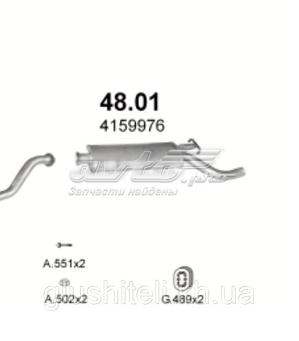 48.01 Polmostrow silenciador, parte traseira