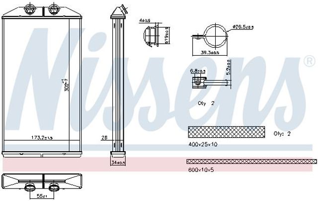 707314 Nissens radiador de forno (de aquecedor)