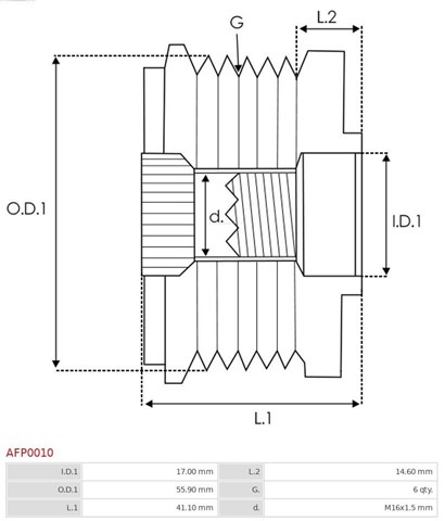 Муфта генератора AS/Auto Storm AFP0010