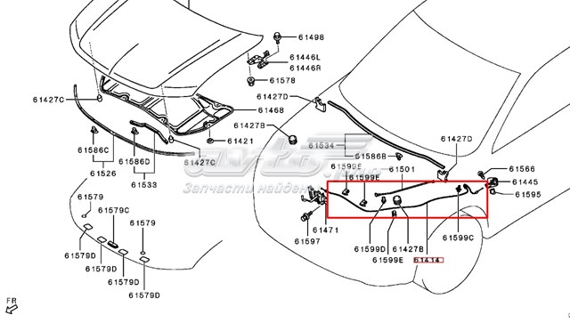 Трос открывания капота 5910A078 Mitsubishi